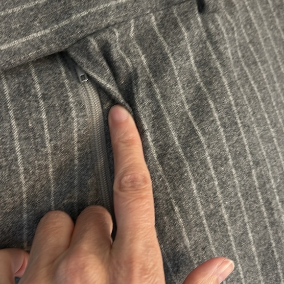 Hugo Boss Vtg wool grey pinstriped unisex wide straight leg trouser pants L XL - Picture 6 of 14